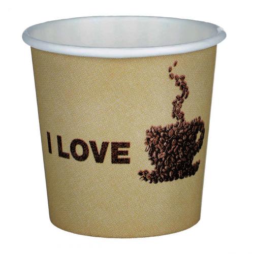 Papierový pohár 100 ml  I love coffee