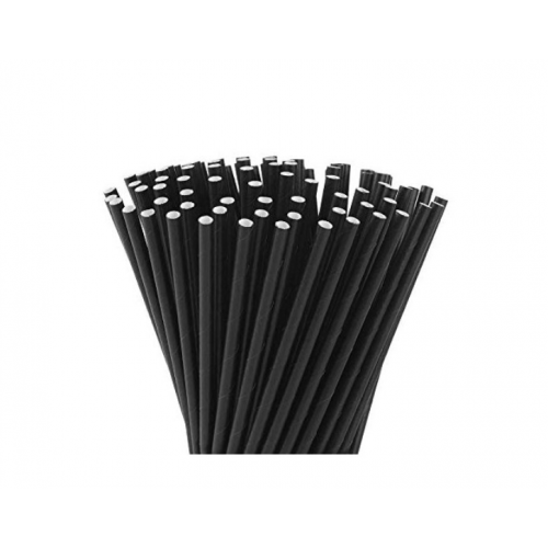 Papierová slamka čierna 8x250 mm