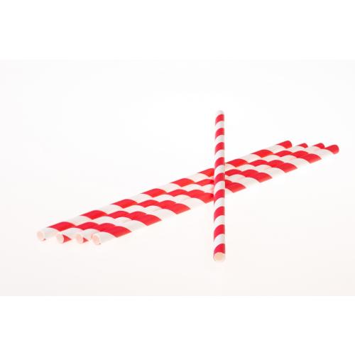 Papierová slamka červeno-biela 8x250 mm