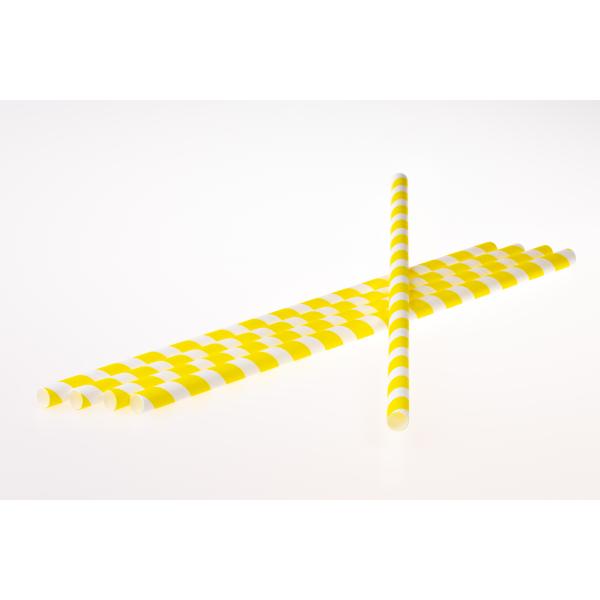 Papierová slamka žlto-biela 8x250 mm